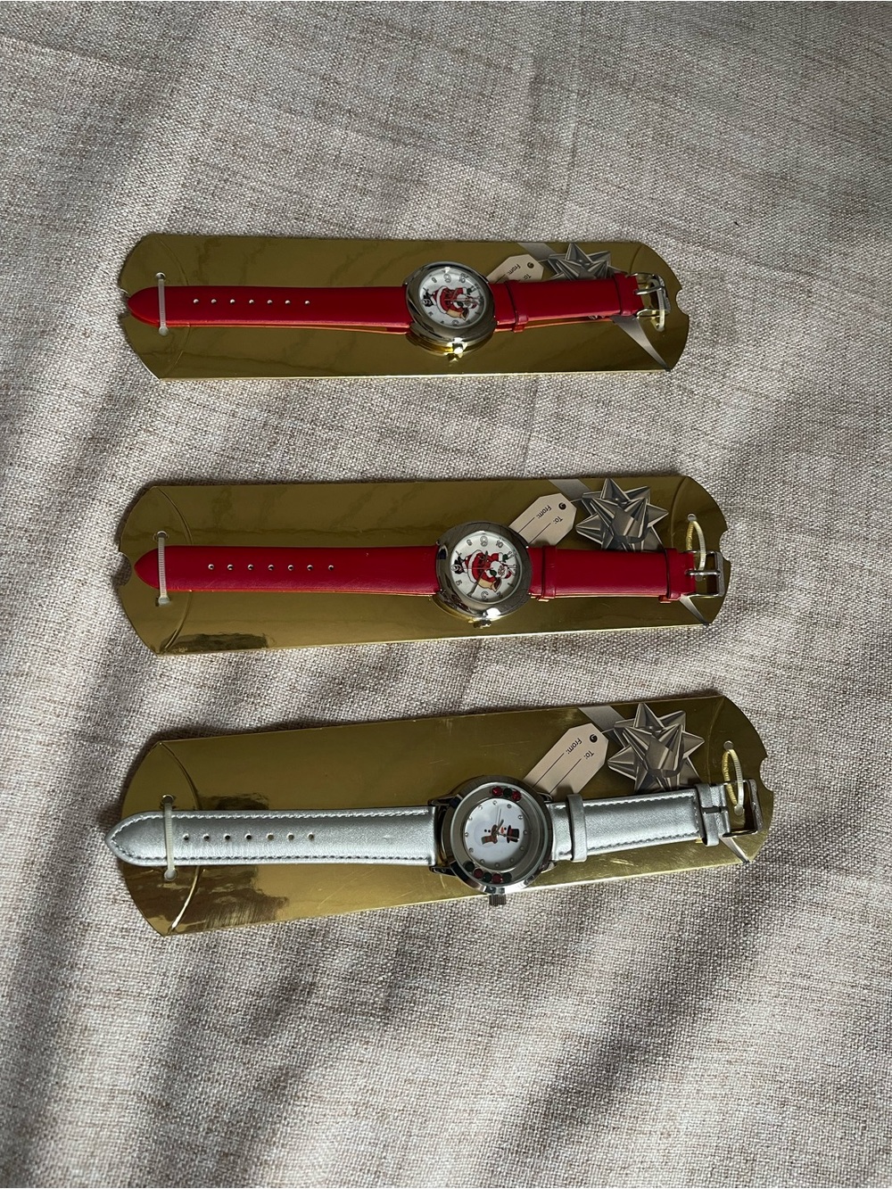 Holiday Santa Face Watches - Red and Silver Strap.
